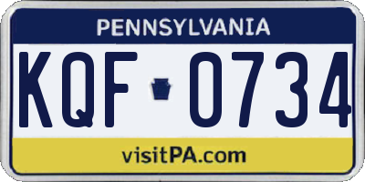 PA license plate KQF0734