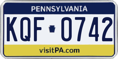 PA license plate KQF0742