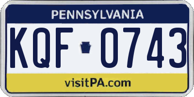 PA license plate KQF0743