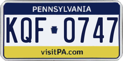 PA license plate KQF0747