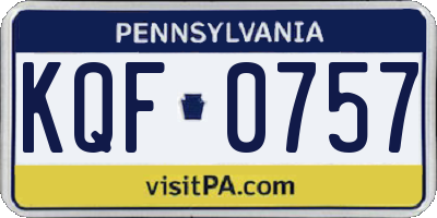 PA license plate KQF0757