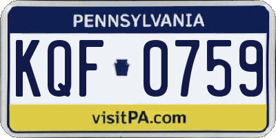 PA license plate KQF0759