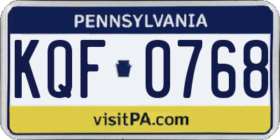 PA license plate KQF0768