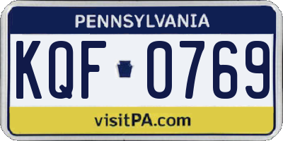 PA license plate KQF0769