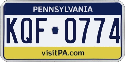 PA license plate KQF0774