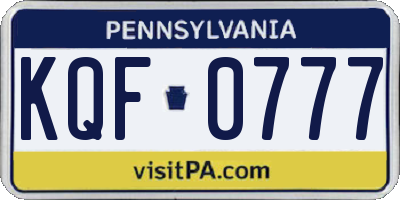 PA license plate KQF0777