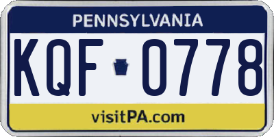 PA license plate KQF0778