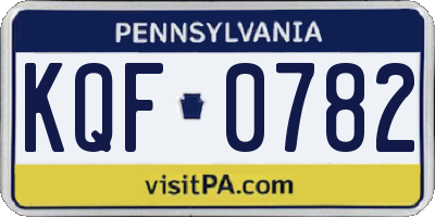 PA license plate KQF0782