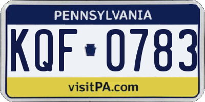 PA license plate KQF0783