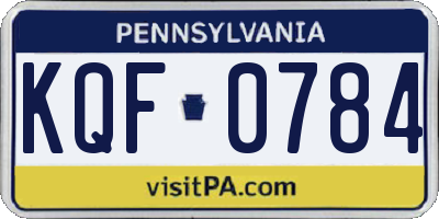 PA license plate KQF0784