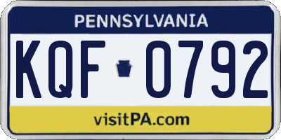 PA license plate KQF0792