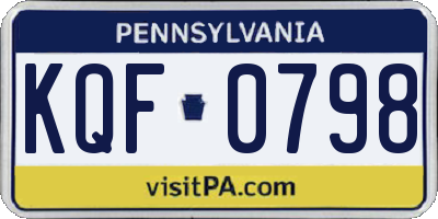 PA license plate KQF0798