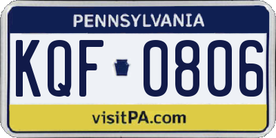 PA license plate KQF0806