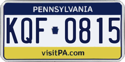 PA license plate KQF0815