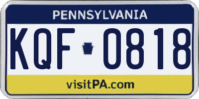 PA license plate KQF0818