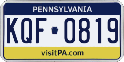 PA license plate KQF0819