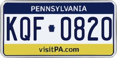 PA license plate KQF0820