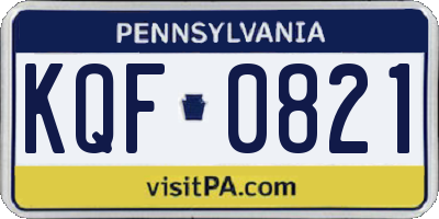 PA license plate KQF0821