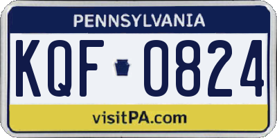 PA license plate KQF0824