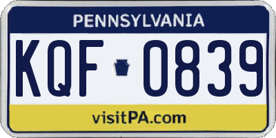 PA license plate KQF0839