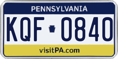 PA license plate KQF0840