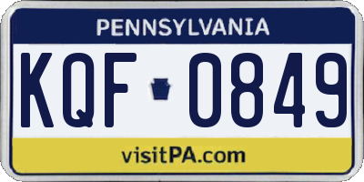 PA license plate KQF0849