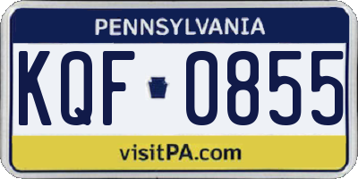 PA license plate KQF0855
