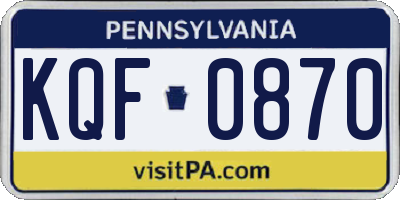 PA license plate KQF0870