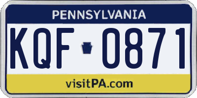 PA license plate KQF0871