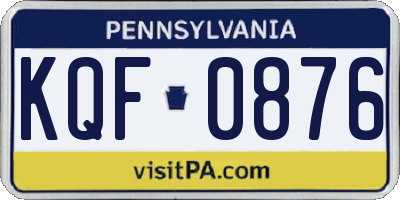 PA license plate KQF0876
