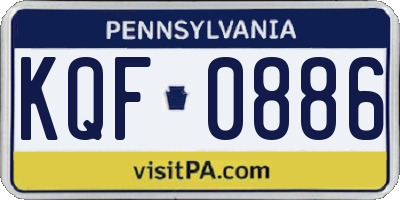 PA license plate KQF0886
