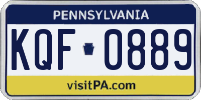 PA license plate KQF0889