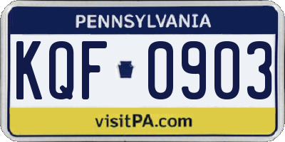 PA license plate KQF0903