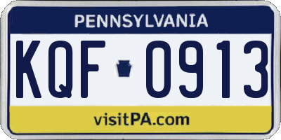 PA license plate KQF0913