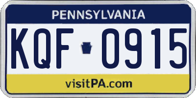 PA license plate KQF0915