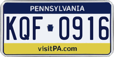 PA license plate KQF0916