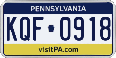 PA license plate KQF0918