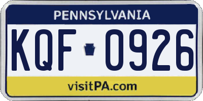 PA license plate KQF0926