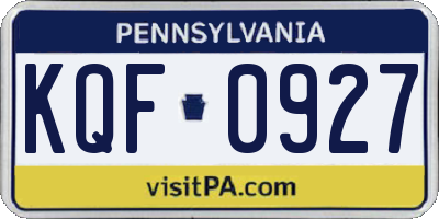 PA license plate KQF0927