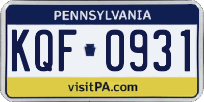 PA license plate KQF0931
