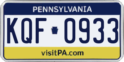 PA license plate KQF0933