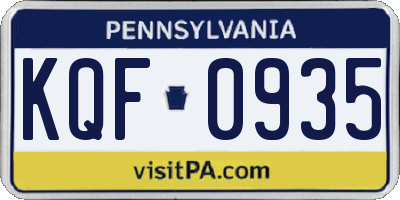 PA license plate KQF0935