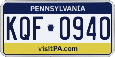 PA license plate KQF0940