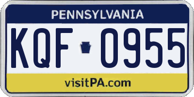PA license plate KQF0955