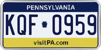 PA license plate KQF0959