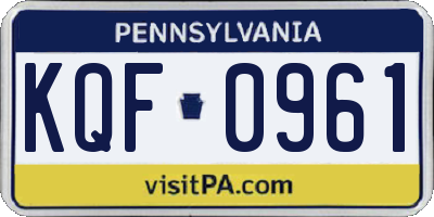PA license plate KQF0961
