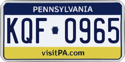 PA license plate KQF0965