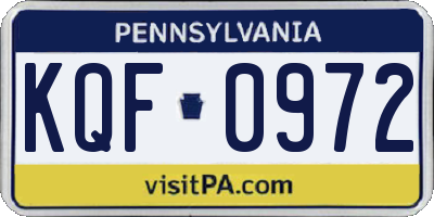 PA license plate KQF0972