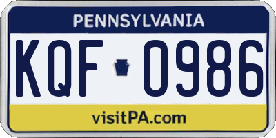 PA license plate KQF0986