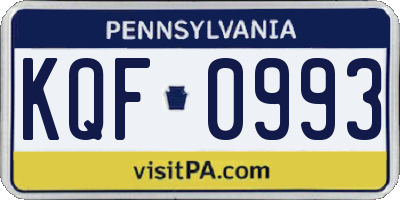 PA license plate KQF0993